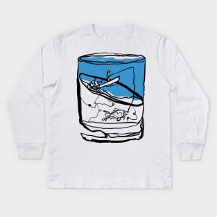 Single Line - Half Full Kids Long Sleeve T-Shirt